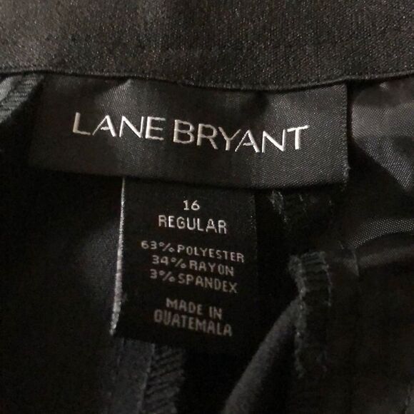 Lane Bryant pants Sz 16 black contrast white zip hook closure four pocket office - Picture 3 of 5